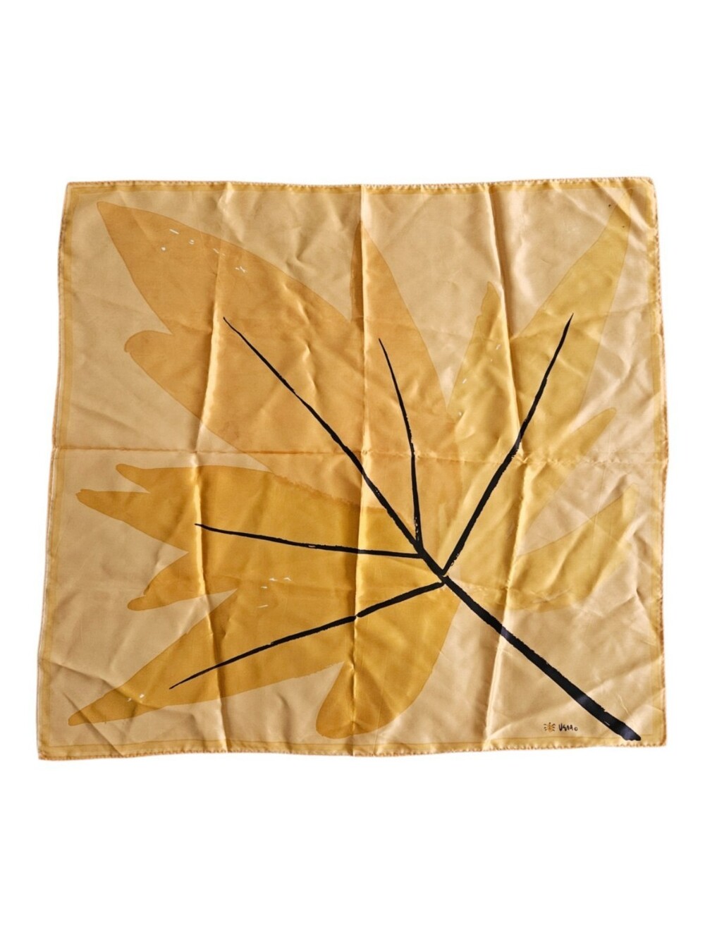 Vintage 60s Vera Neumann Scarf signed Gold Maple Leaf